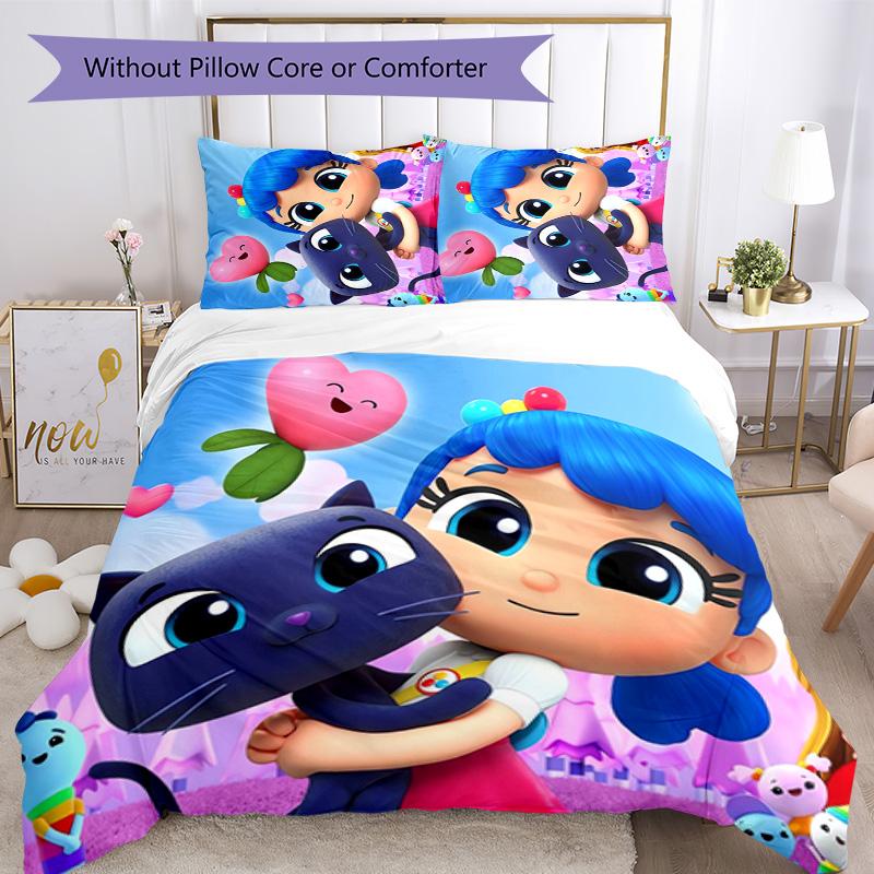 True and the Rainbow Kingdom 3pcs Bedding Set Duvet Cover Closure Includes 1 Duvet Cover & 2 Pillowcases for All Seasons Bedroom Home Dorm Decor