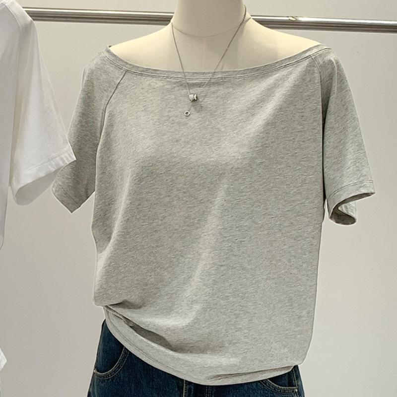 Fashion New Round Neck Sexy Short Sleeve Casual T-shirt Women Summer Tops Solid Simple Loose Women's T Shirts Elegant Cotton Ladies Tee Clothes 26367