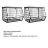 2Pcs Storage Basket Space-Saving Wall Mounted with Wooden Lids Hollow Out Easy To Assemble Foldable Kitchen Basket