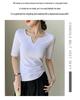 Women's Pure Cotton Slim Fit V-Neck Short Sleeve T-Shirt - Versatile for Spring, Autumn, and Winter