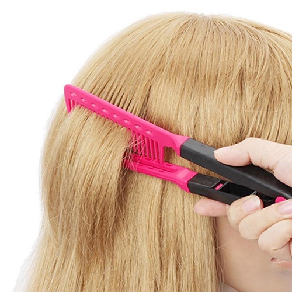 Girl Women Fashion V Type Hair Straightener Comb DIY Salon Hair Straightener Hair Curler Combs Straightening Comb Styling Tool