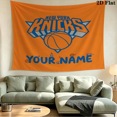 Nástěnná tapiserie New York Knicks s vlastním jménem – Závěsná dekorace na stěnu do ložnic, kolejí a domácnosti