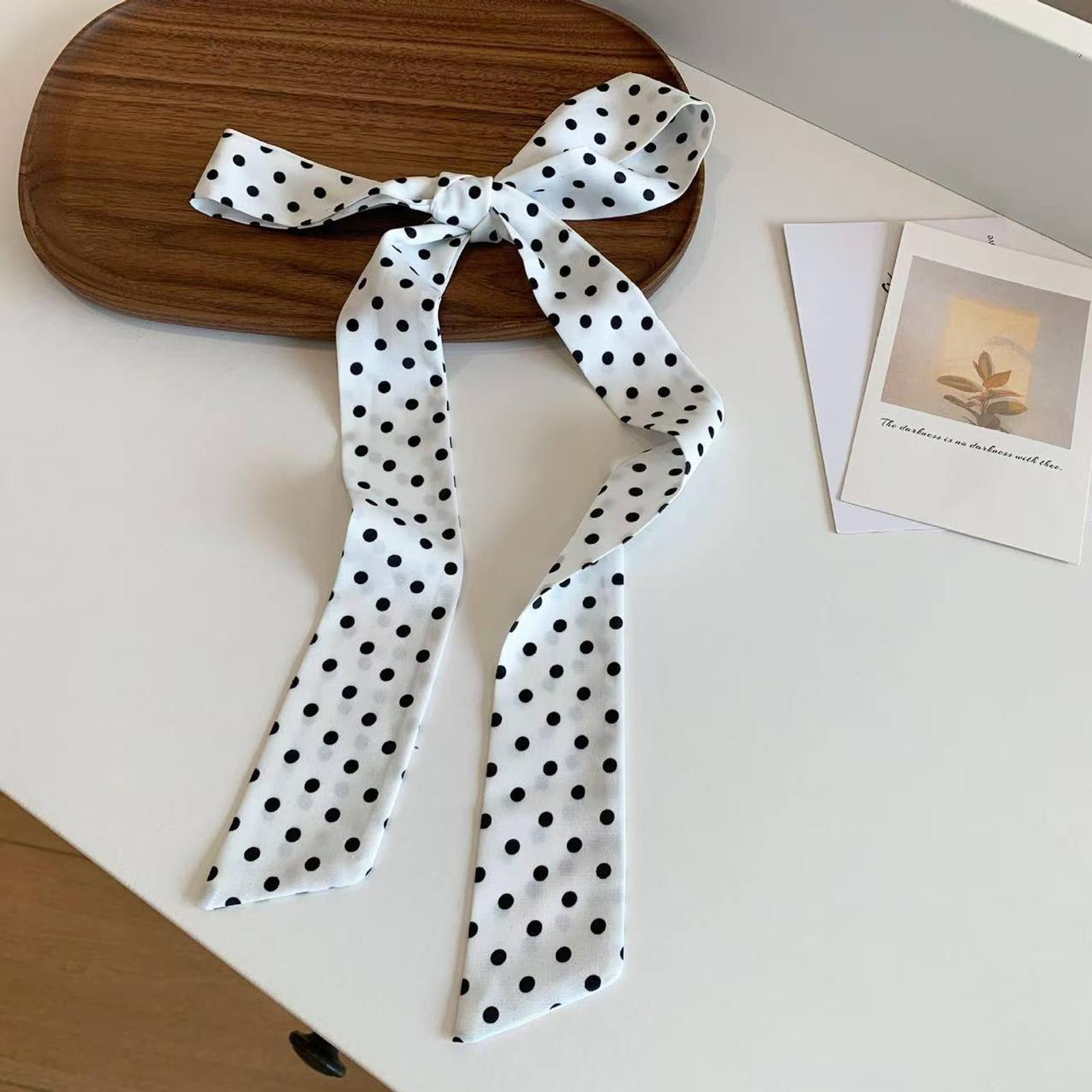 

Korean Long Black And Polka Dot Scarf For Spring And Summer New Collection Neck Scarf Decoration Versatile Temperament Paired With Shirt Ribbon One Size