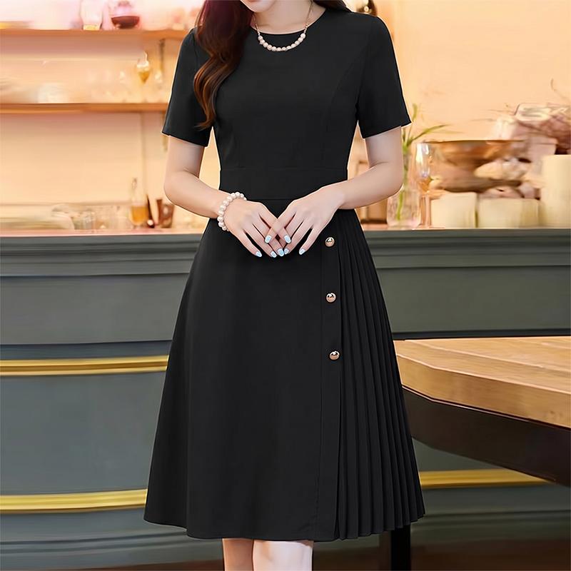 ZANZEA Lässiges Sommerkleid mit Rundhalsausschnitt und kurzen Ärmeln für Damen
