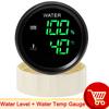 52mm 2in1 Gauge Digital Fuel Level Water Level Gauge With Alarm Water Temp Holding Tank Level Gauge Voltmeter for Car Boat Yach