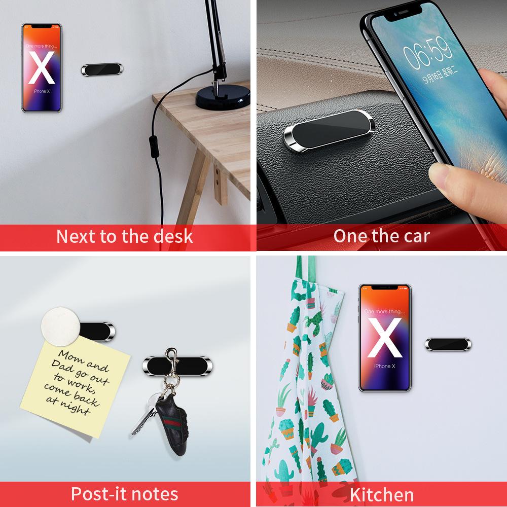 Magnetic Car Phone Holder Dashboard Mini Strip Shape Stand For iPhone Samsung Xiaomi Metal Magnet GPS Support Car Mount for Wall