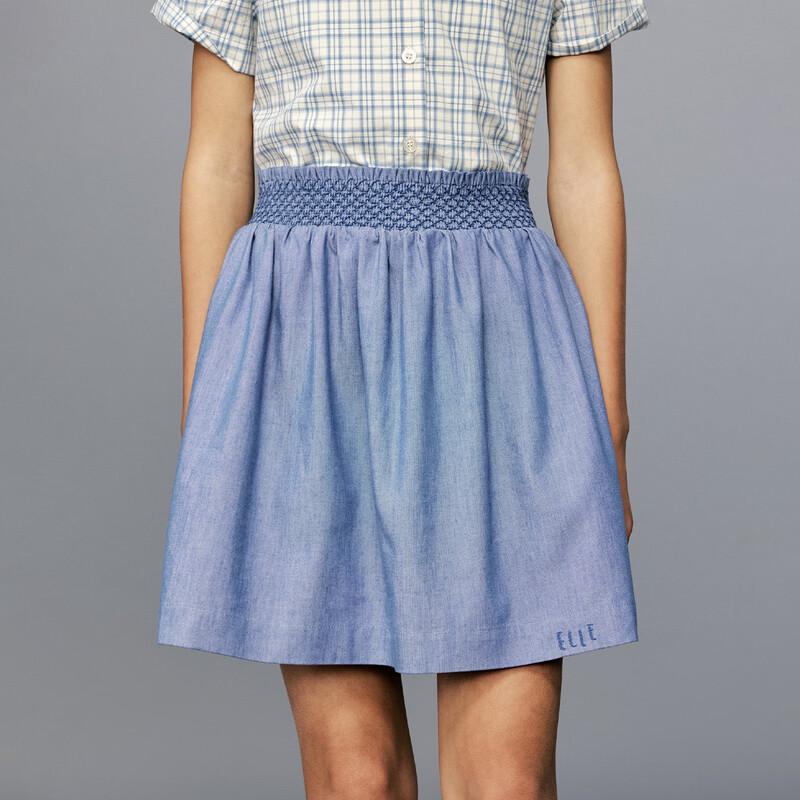 ELLE KIDS Girls  Denim Embroidered A-Line Skirt 140