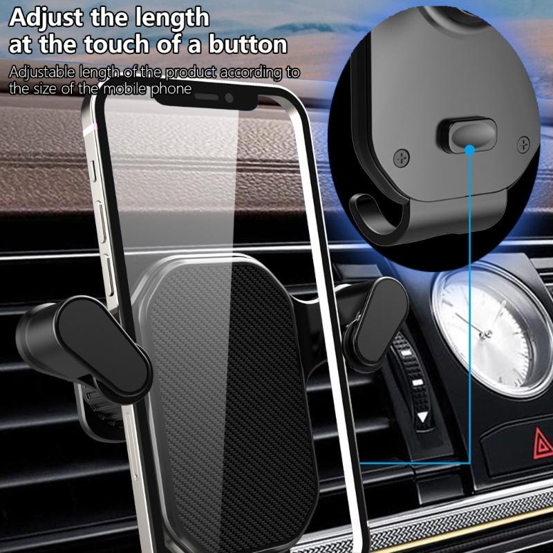 Car Mount Phone Holder Auto Clamping Hook Type Air Vent Mounted Cellphone Holder Automotive 360 Degree Rotating Stand