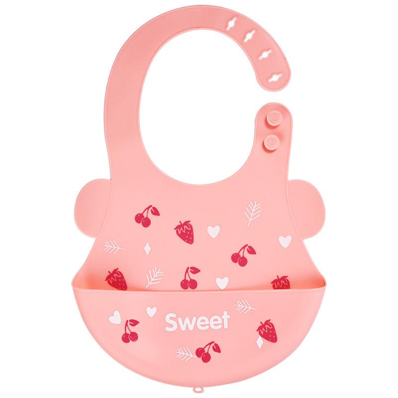 Cute Cartoon Printing Baby Bib Waterproof Edible Silicone Kids Girl Boy Bibs Toddler Adjustable Baby Feeding Stuff Accessories