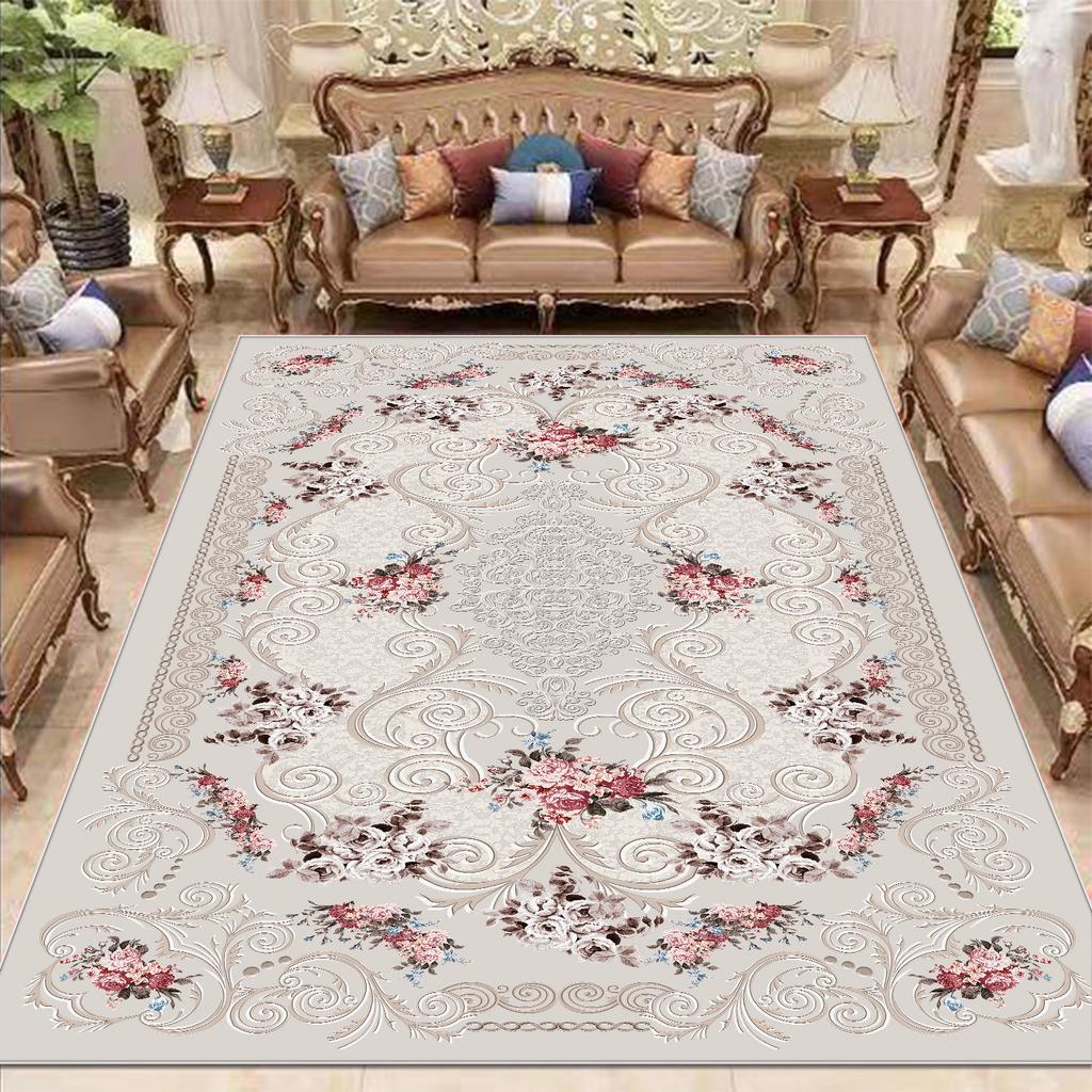 European Style Carpet for Living Room Home Decoration Luxury Large Rugs Bedroom Bedside Non-slip Mats Lint-free Easy Clean Rug