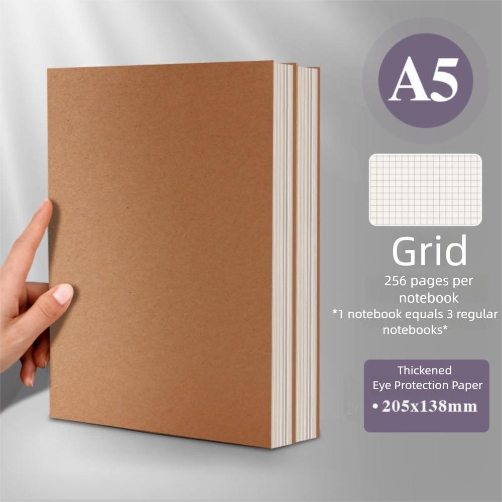 Thick Paper Kraft Paper Notebook Horizontal Line Blank Book Square Line Notebook Study Office