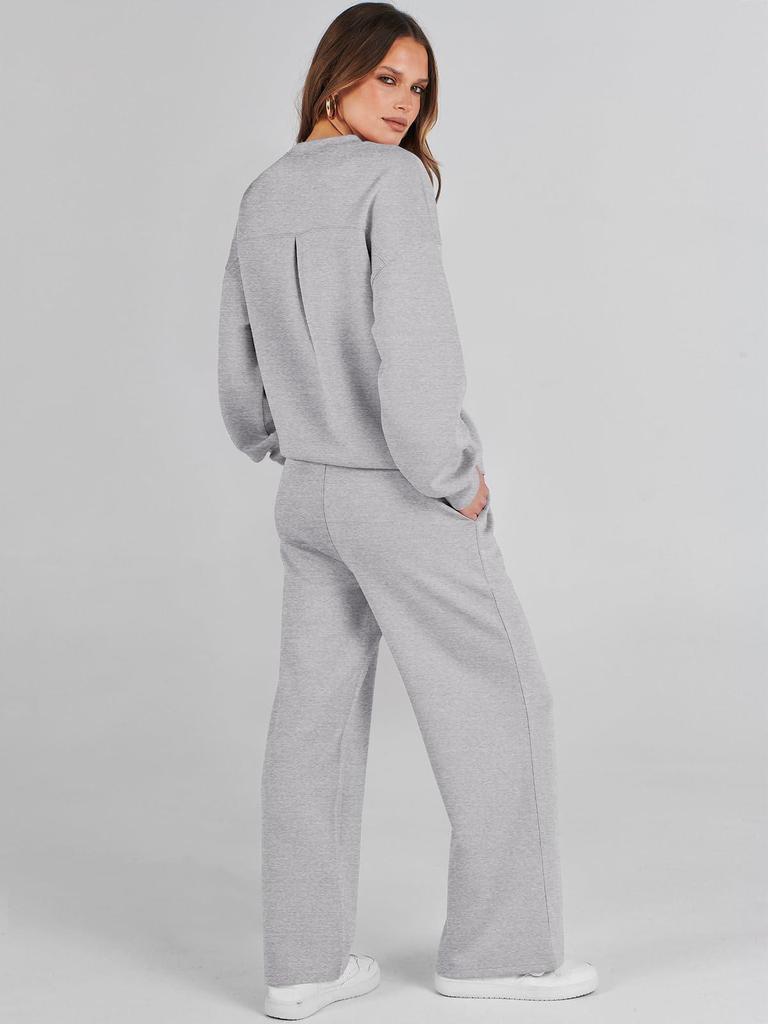European-American Autumn/Winter Crew Neck Pullover & Long Pants Women's Fashion Set