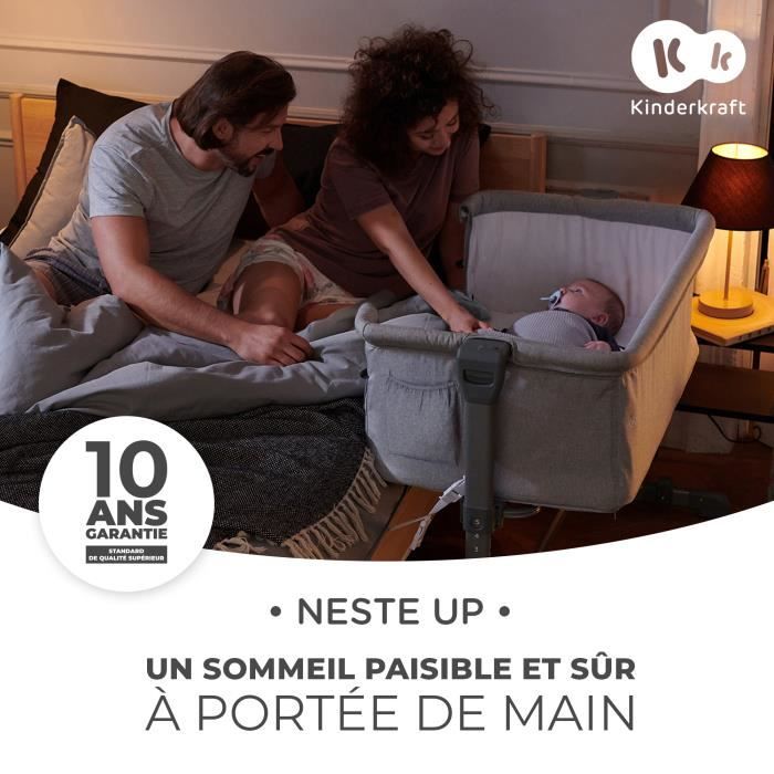 Lit Bébé Cododo Kinderkraft Nest Up - Hauteur Réglable - Pieds Réglables - Sac De Transport Inclus - Gris