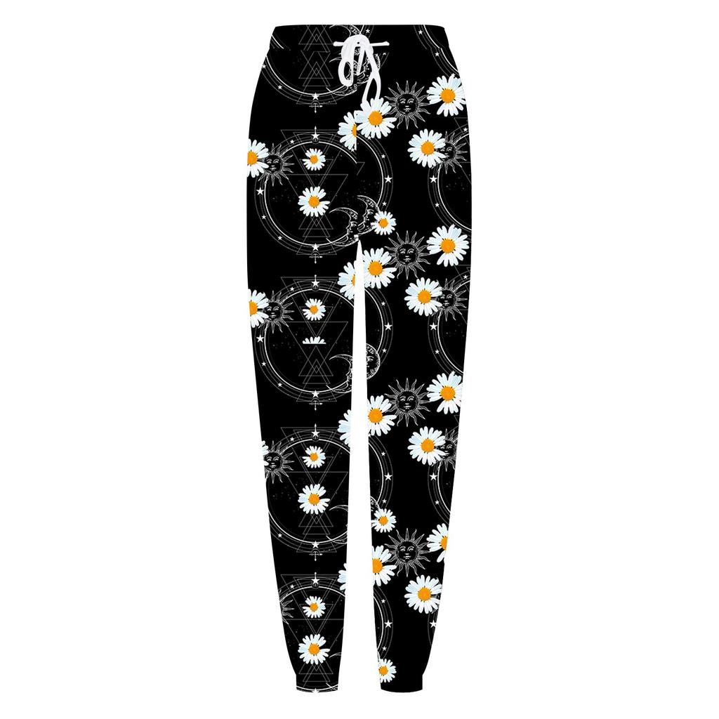 Women's Gigital Color Printing Casual Sports Pants Loose Drawstring Trousers