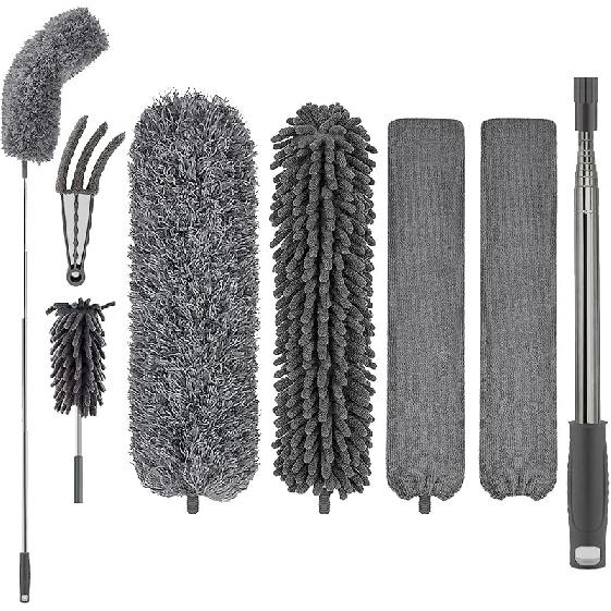 FUUNSOO Microfiber Feather Duster, Duster with Extension Pole 30-100 Inches,Ceiling Fan Cleaner Duster Retractable Gap Dust Brush Cleaner for