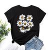 Casual Flowers Cotton T-Shirt Short Sleeve Round Neck Women 2d Print Tops