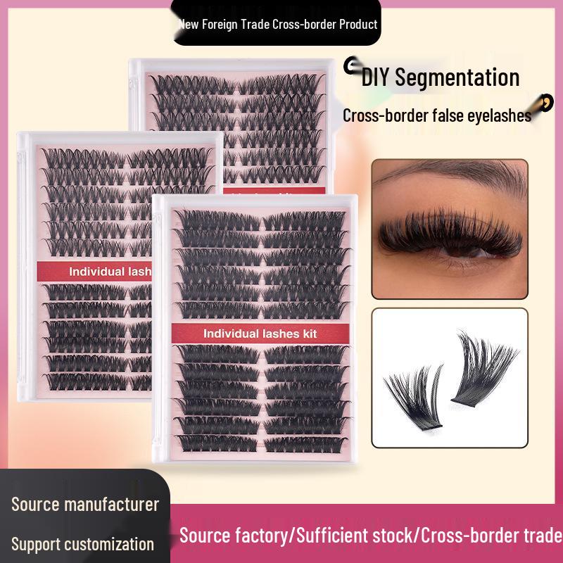 Cross-border Soft 80D+100D Fluffy D Curl False Eyelashes - 12 Rows for European & American Style 30D+60D