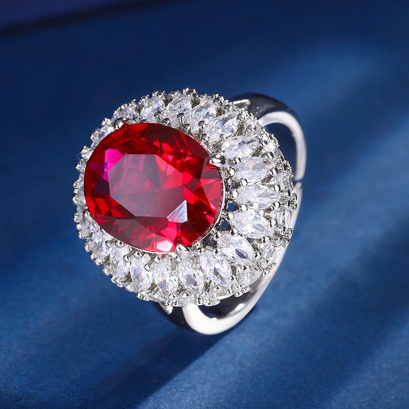 Schmuck Kupferboden Vergoldet Simulationsfarbe Schatz Dan Form Retro Temperament Ring Hauptstein 10 * 12