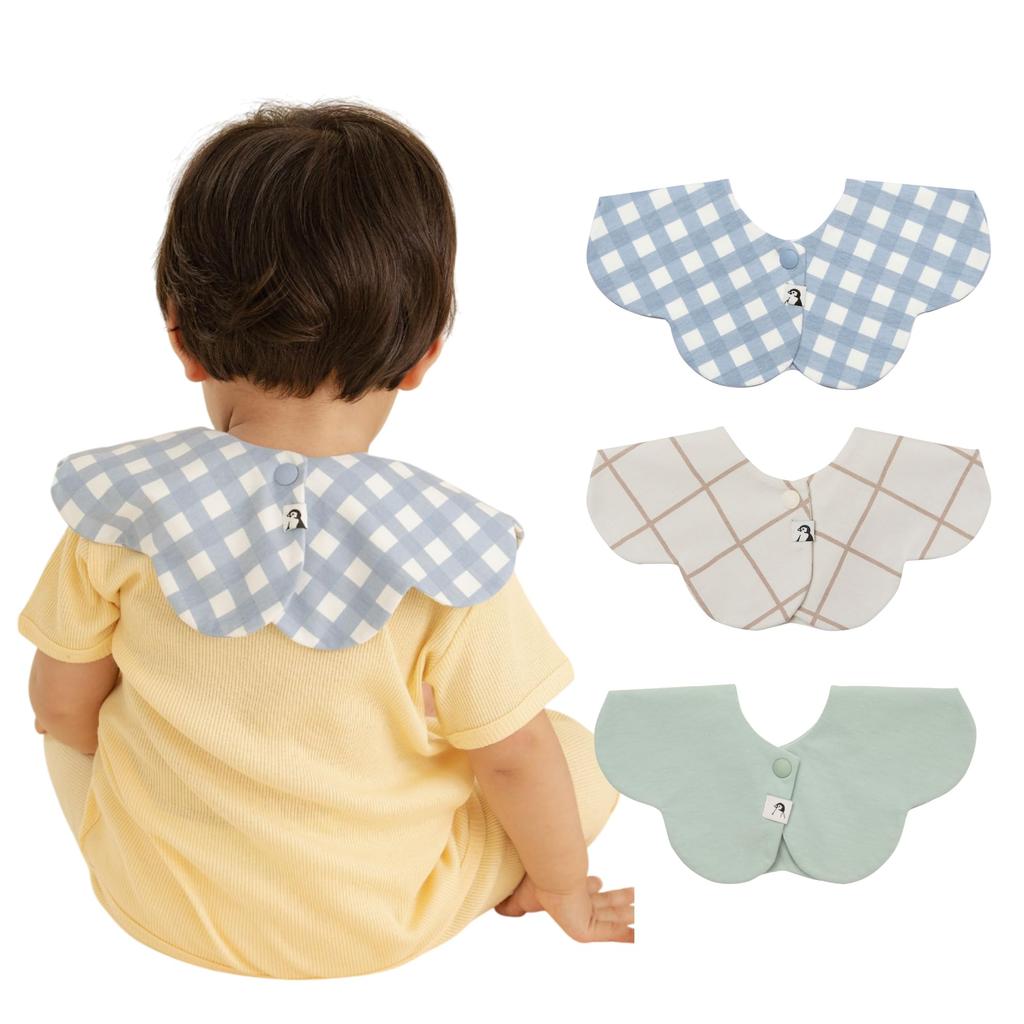 Konny Bib Set Baby Bib Rolling Bib Absorbent and Simple for Girls and Boys Baby Coordination Baby Shower Gift Stylish Present Set [Konny] 3-Piece 360°