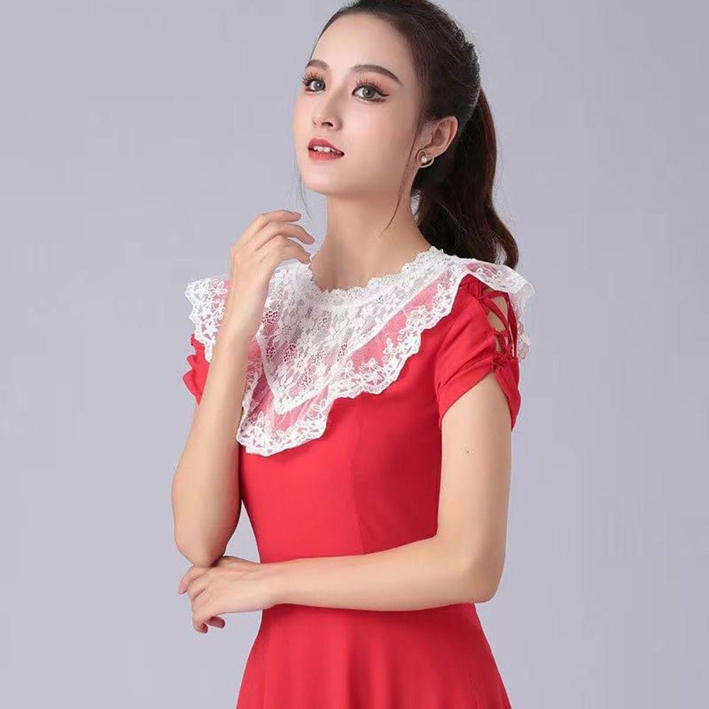 Shawl Wrap Decoration Lace Fake Collar Black White DIY Lapel Half Shirt Adjust Clothes Women Girls