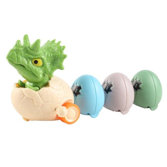 Wind-up Dinosaur Egg Toy Movable Mouth Clockwork Dino Toy with 3 Magnetic Eggs Toddlers Inertial Drive Cartoon Dinosaur Car Toy