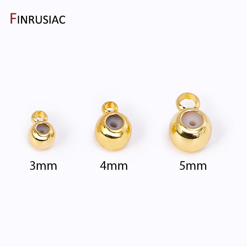 

3/4/5mm 18K Gold Plated Smart Bead With Silicone Insert For DIY Chain Positioning Bead With Loop Jewelry Making Supplies 3mm-20 Pcs
