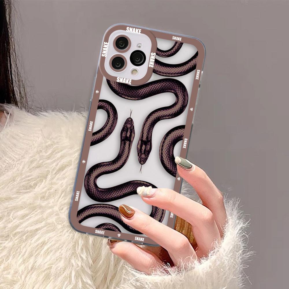 Black Purple Red Gold Snake Cover Clear Phone Case For Redmi Note 15 14 13 12 12S 11 11T 11S 10 9 10S 9S 8 Pro Plus Case Shell