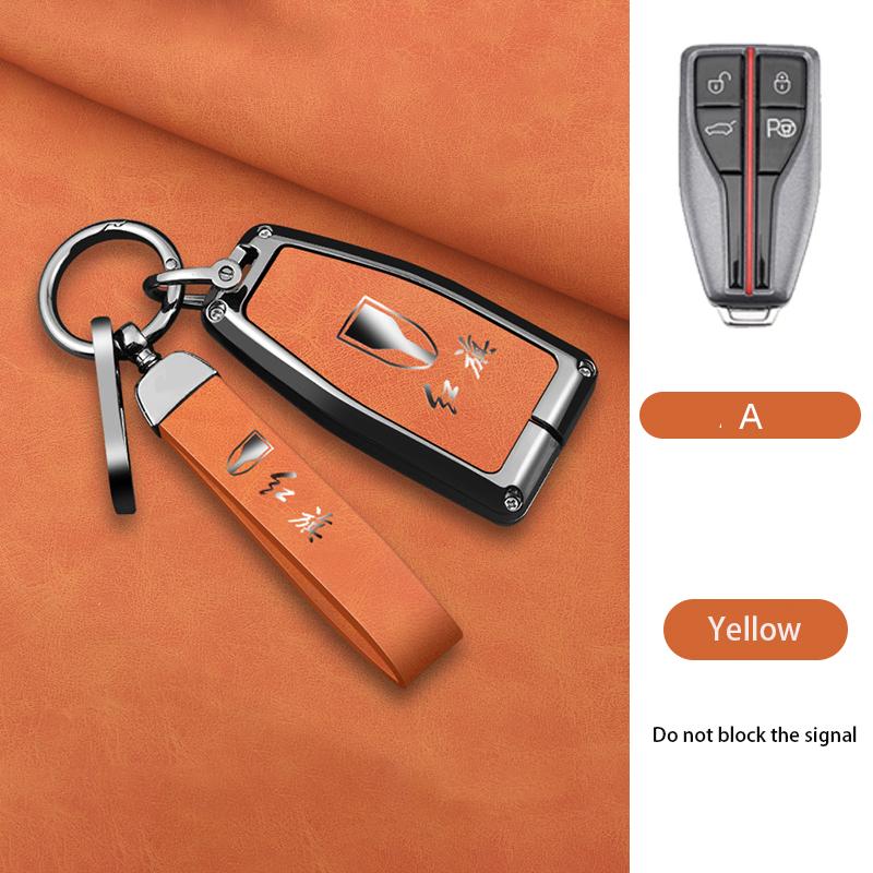 Zinc Alloy Car Key Cover Case Shell Holder Protector for Hongqi HS5 HS7 HS E HS9 Logo Keychain Bag Set Interior Accessories