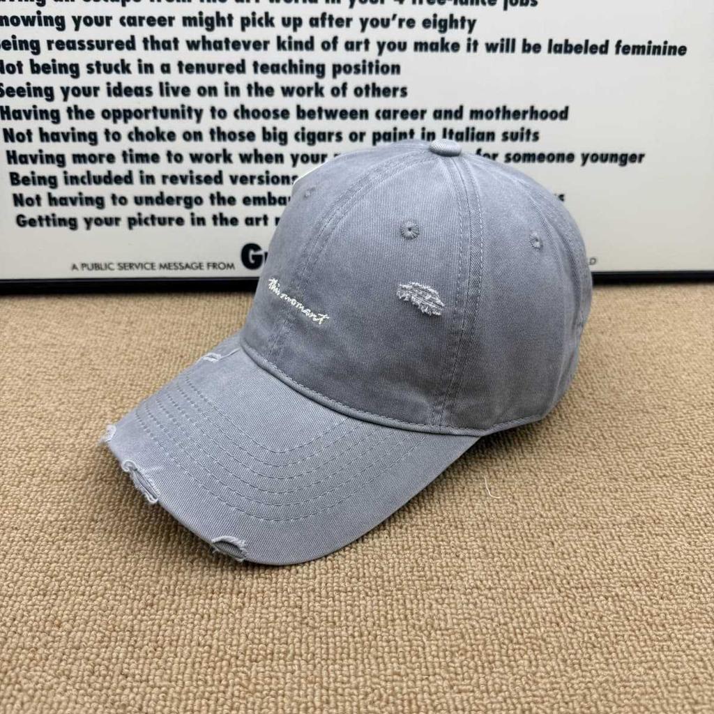 Soft Top Old Ripped Baseball Cap Women's Ins Wind Versatile Embroidered Letters Sunshade Face Small Cap