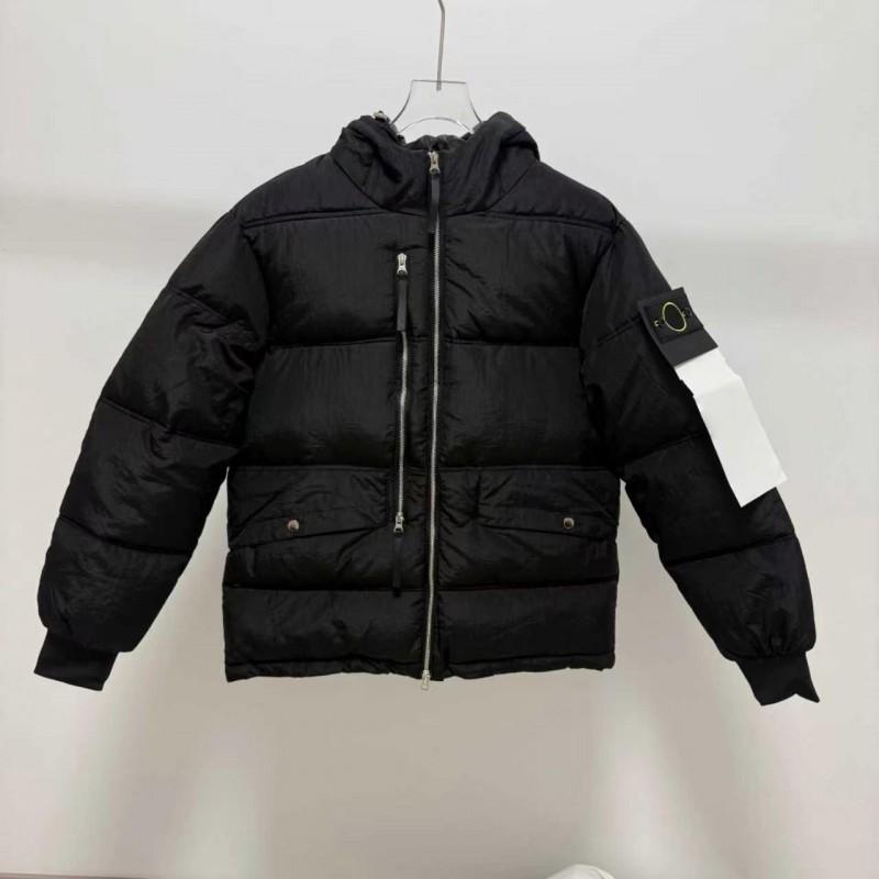 Winter Hooded Thick Padded Loose Solid Color Badge Casual Warm Puffer Coat Men Women Daily Commute