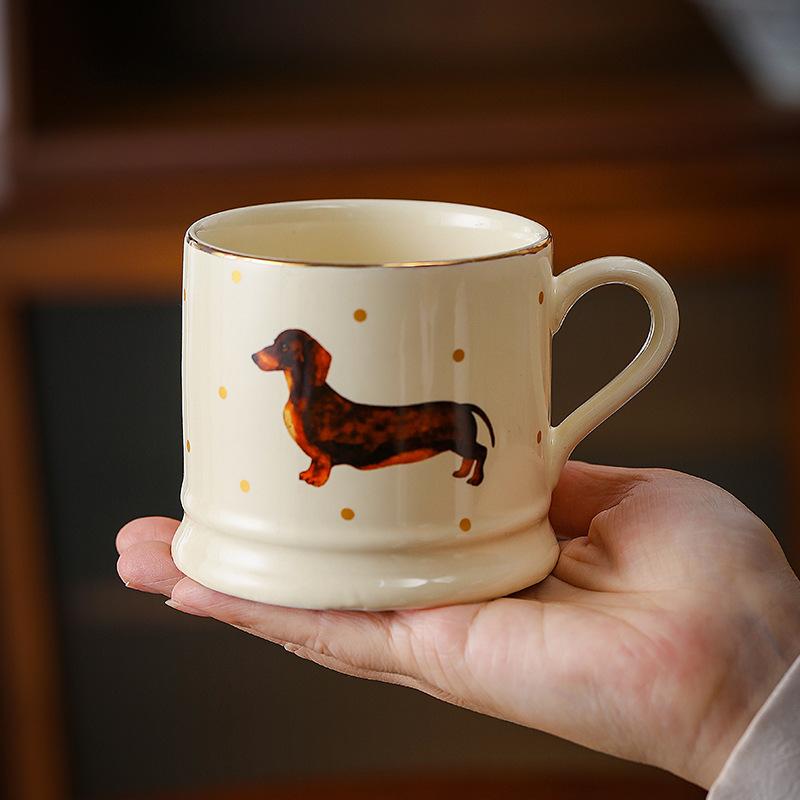 Cute Dachshund Ceramic Mug Ins High Value Coffee Cup Household Drinking Cup Souvenir Afternoon Teacup