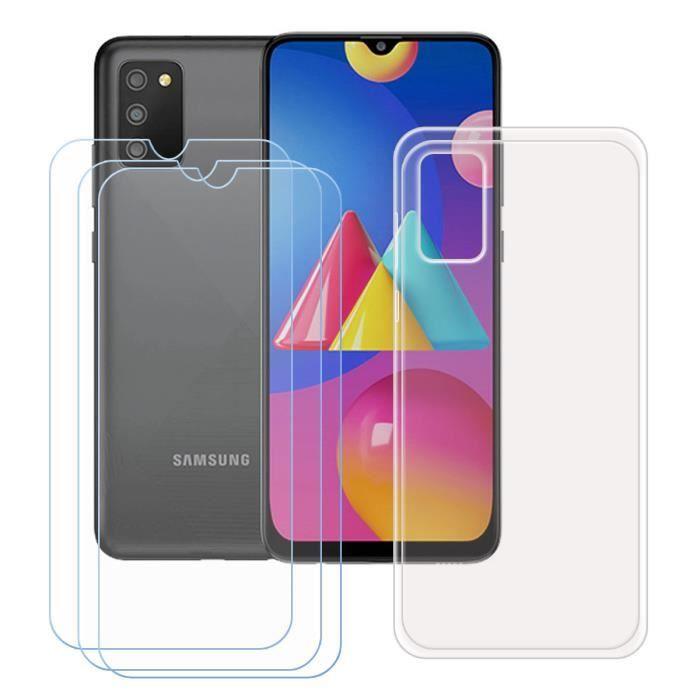 Coque et Protecteur d'écran - FZ - Galaxy A02S - Transparent - Souple - Inclut 3 Verres Trempés