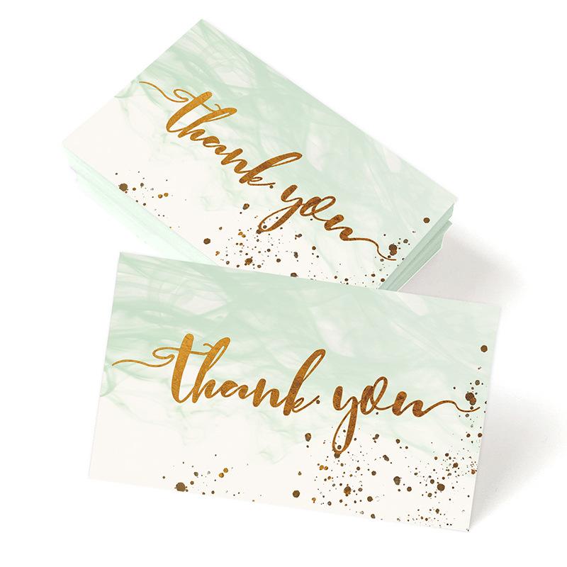 50pcs/ Pack Gold Textured Thank You Cards, Suitable For Weddings, Business, Party Invitations, Holiday Cards