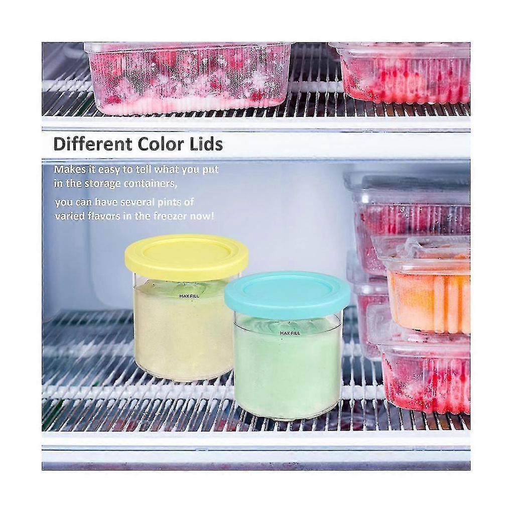 2024 4pcs Ice Cream Pints And Lids For Ninja Creami Nc301 Nc300 Nc299amz Series Ice Cream Storage Contai