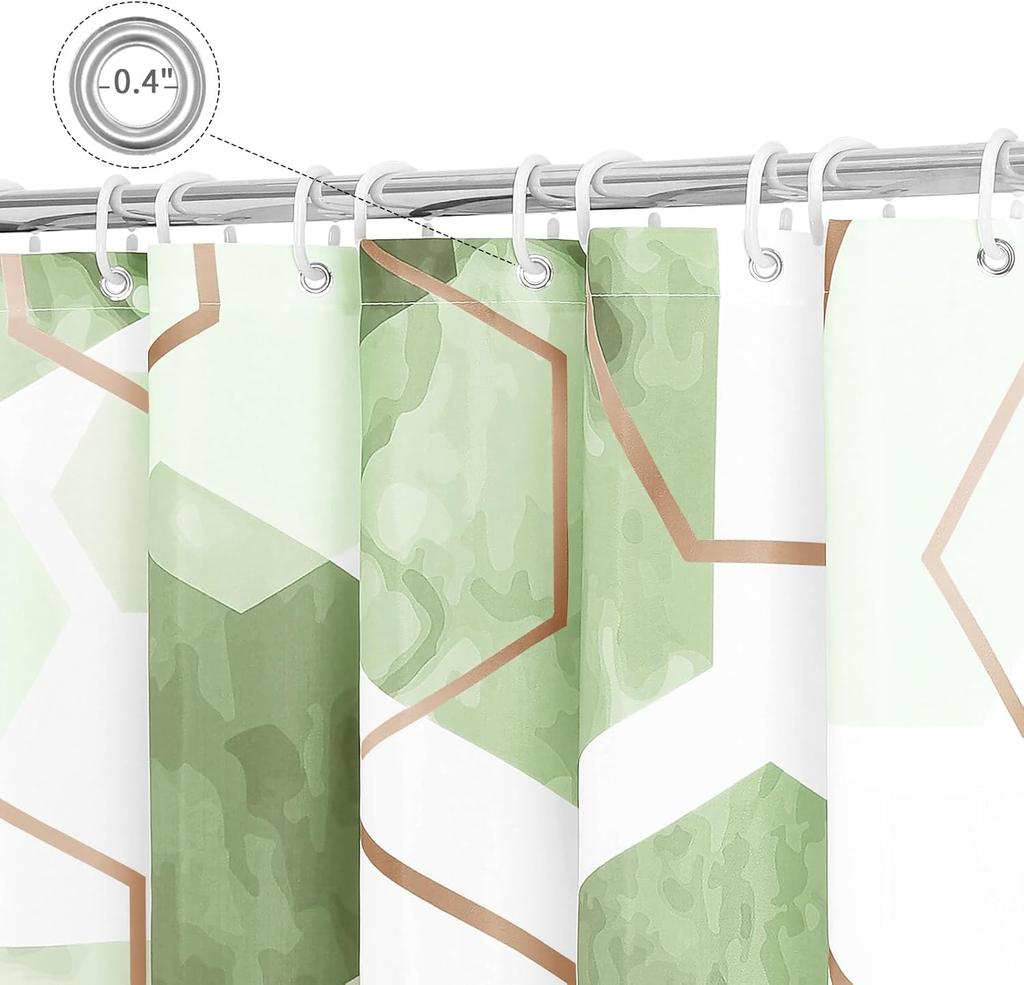 Sage Green Modern Shower Curtain For Bathroom, Geometric Art Decor Waterproof Bath Curtain, Abstract Fabric Shower Curtain