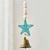 Beach Ocean Themed Bell Ornaments Summer Wooden Seahorse/Sea Turtle/Starfish Wind Chime Nautical Coastal Wall Hanging Decor for Living Room Bedroom