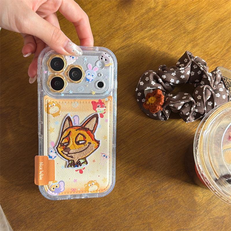 

Cartoon Embroidery Judy & Nick Phone Case for iPhone 17/16 Pro Max/15/14 iPhone 17 Pro Max