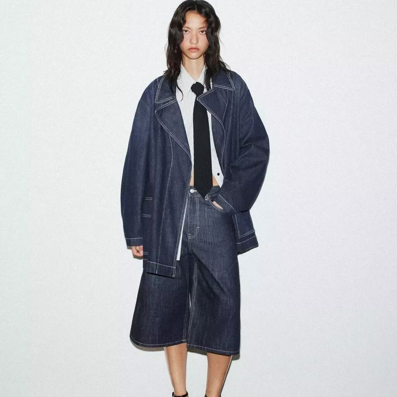 Za Autumn and Winter New Arrivals Women's Clothing Zr European and American Style Fashionable Versatile Casual Loose Denim Short Trench Coat 4470273