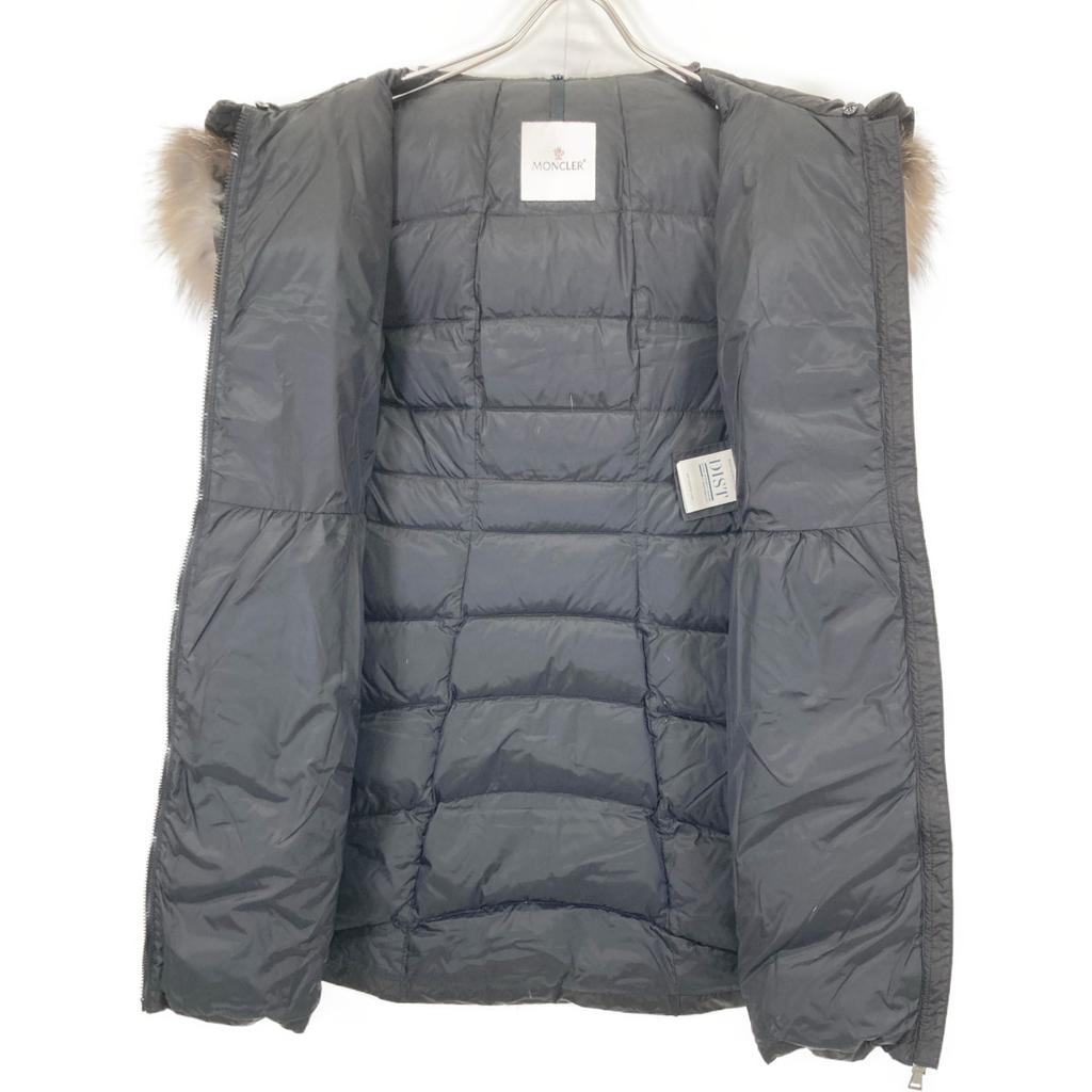MONCLER [Good condition/domestic regular] HIRONDELLE down jacket with fur collar coat O blackUsed