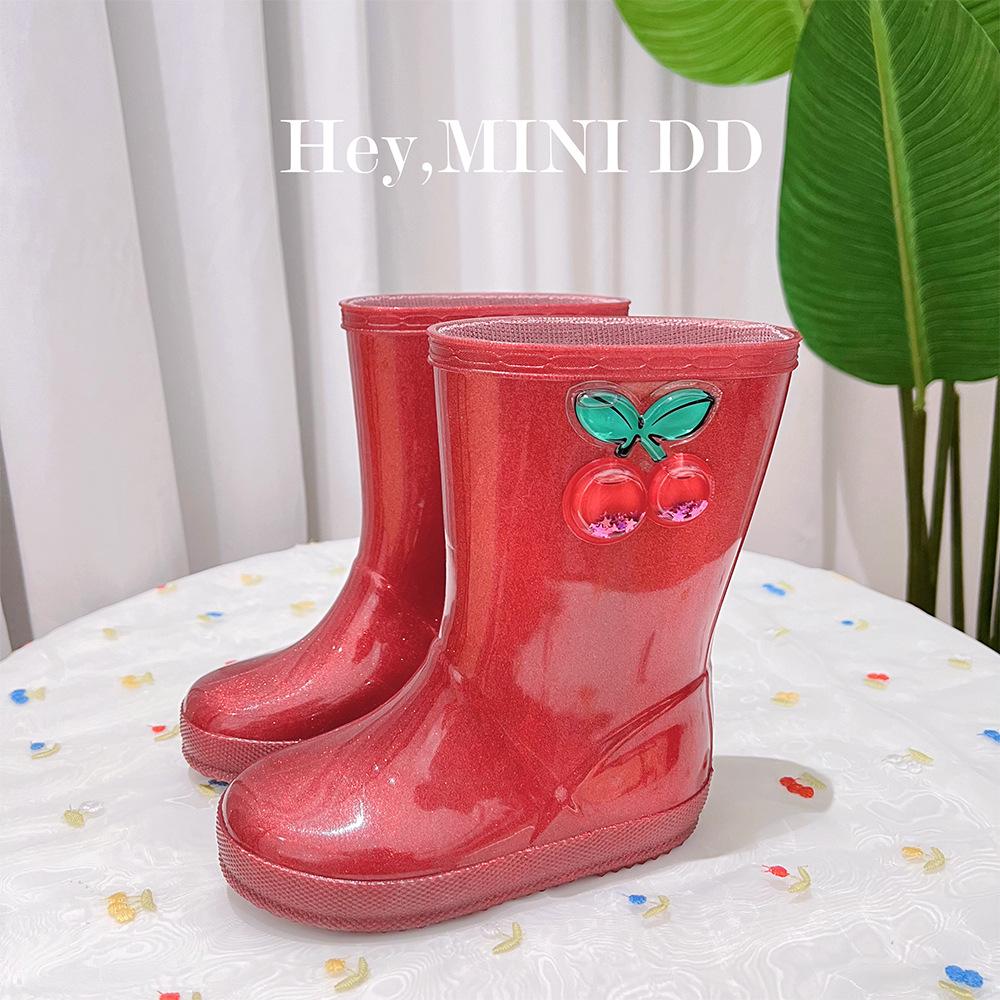 MINI DD2026 Children's Princess Rain Boots - Waterproof, Anti-slip, Mid-calf Shoes for Toddlers & Girls