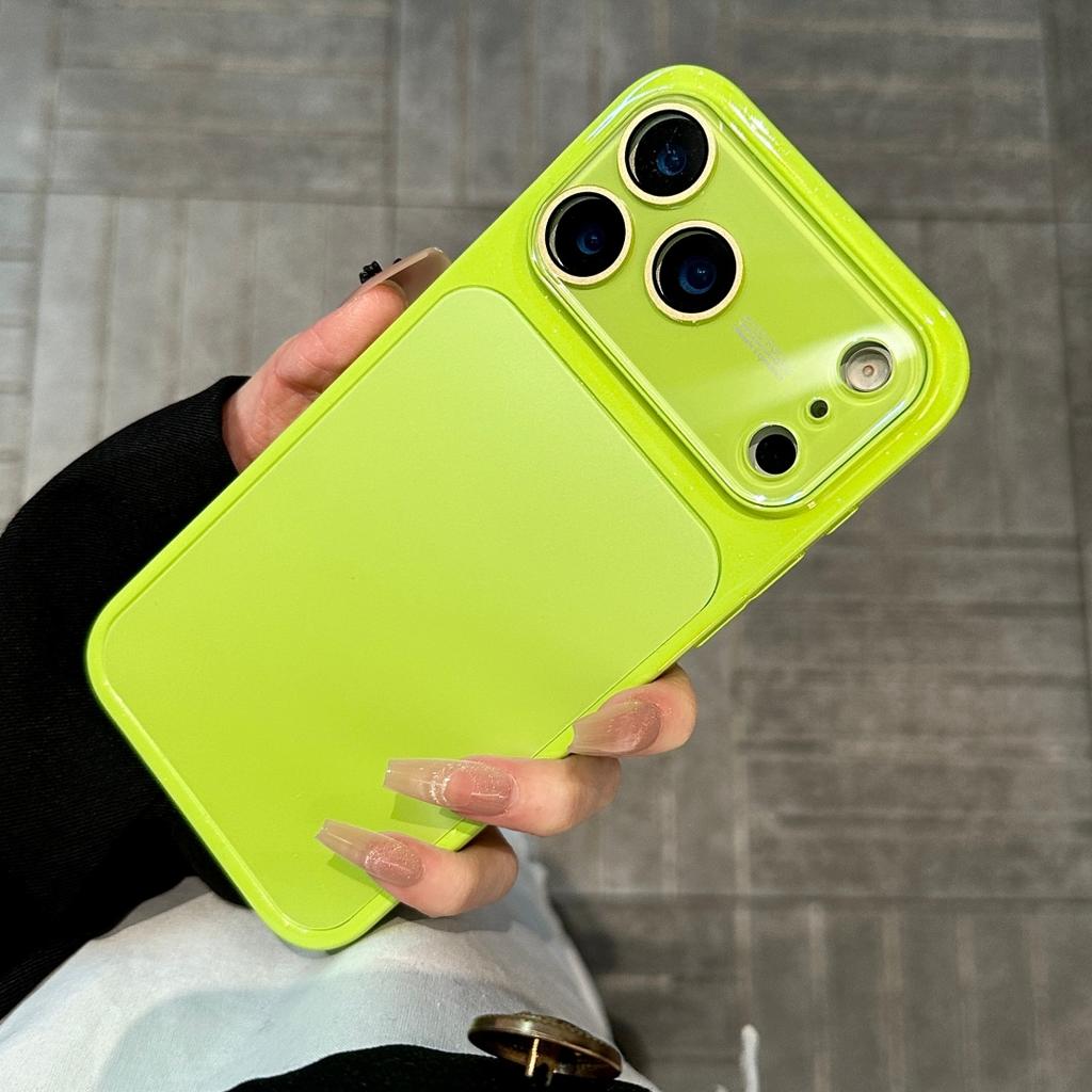 Fluorescent Color Glossy PC Phone Case For iPhone 17 16 15 14 13 Pro Max Lens Camera Touch Button Protective Shockproof Cover