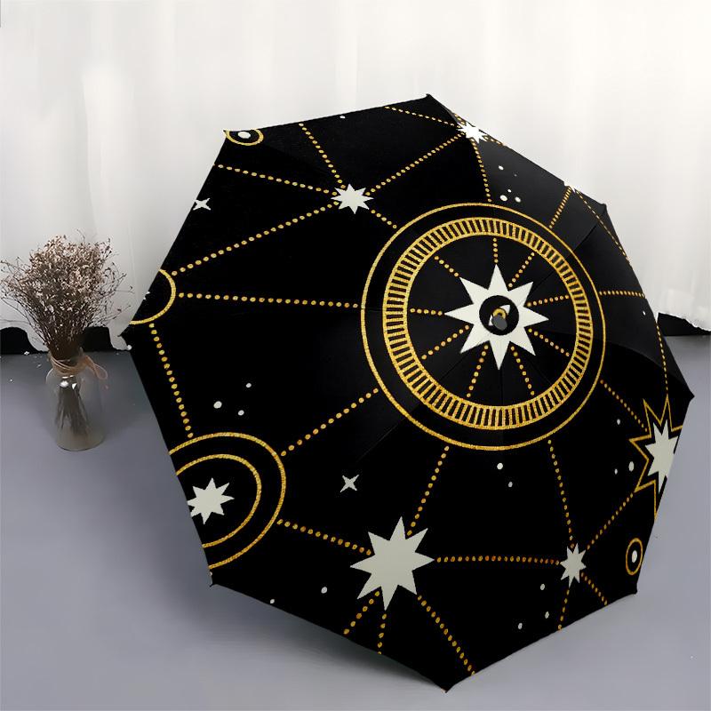 1pc Cosmic Pattern Starry Sky Automatic Folding Umbrella, Heavy Duty 8 Rib Iron Frame,  Suitable for Travel, Daily Use, Birthday, Decor Gift m0105107