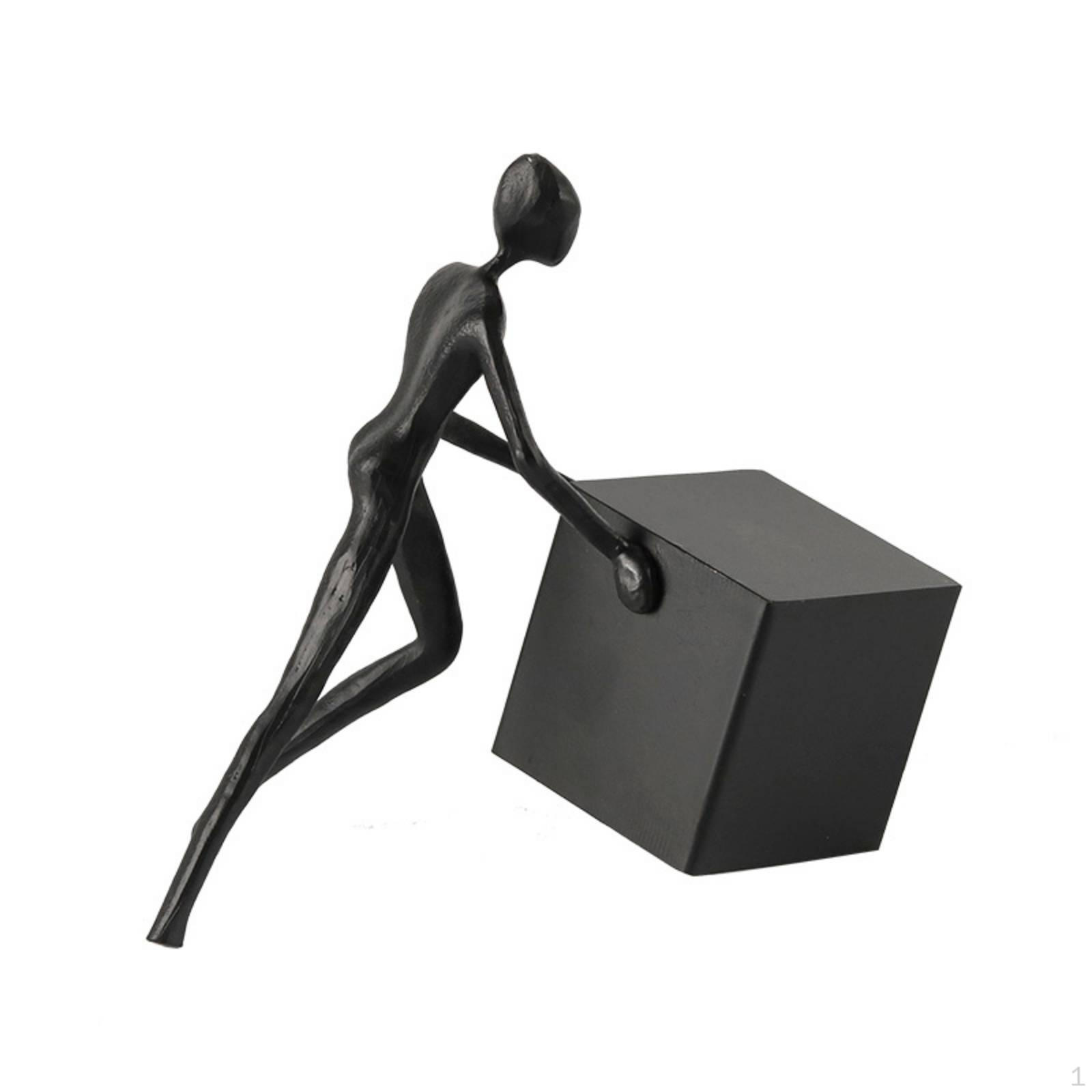 Sculpture with Cubic Form Modern Human Figure Decorative Tabletop Art Statue for Home