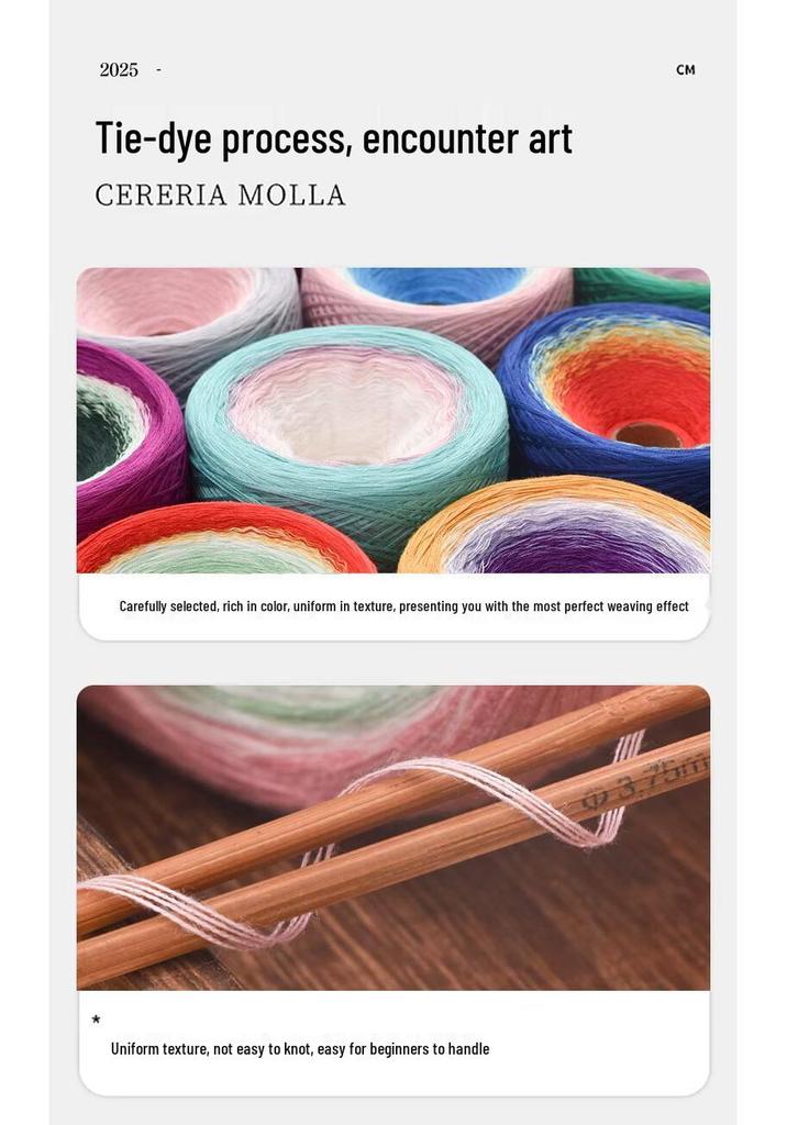 Gradient Mercerized Cotton Yarn for Handmade Knitting and Crochet - Ideal for Shawls, Scarves, Short-Sleeved Dresses, and More.