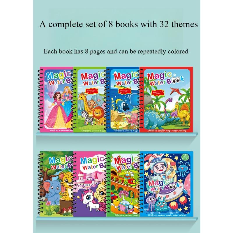 1PACK Magic Water Painting Book Children's Clear Water Repeated Graffiti Book Baby Painting Coloring Book Boys and Girls Children's Educational Toys