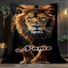 1PC Custom Name Lion Power outdooor Flannel blankets Throw Blanket All-Season Throw Gift Bedspread for Couch, Bed, Camping Holiday Birthda