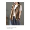 Women S Casual Linen Blend Hooded Sleeveless Zip Up Vest
