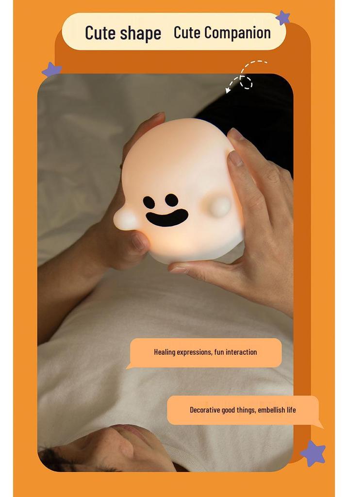 Ghost Night Light: Cute Tap & Timer Bedside Sleep Companion with Charging Atmosphere, Perfect for Fun Pranks & Gifts.