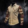 New Trendy Personalized Fashionable Casual Men's Printed Autumn Long-sleeved Shirt