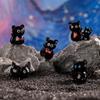 Cute Cartoon Resin Black Cat Figurine Mini Animal Ornaments Car Mounted Kids Children Toy Crafts Gift Desktop Home Decoration